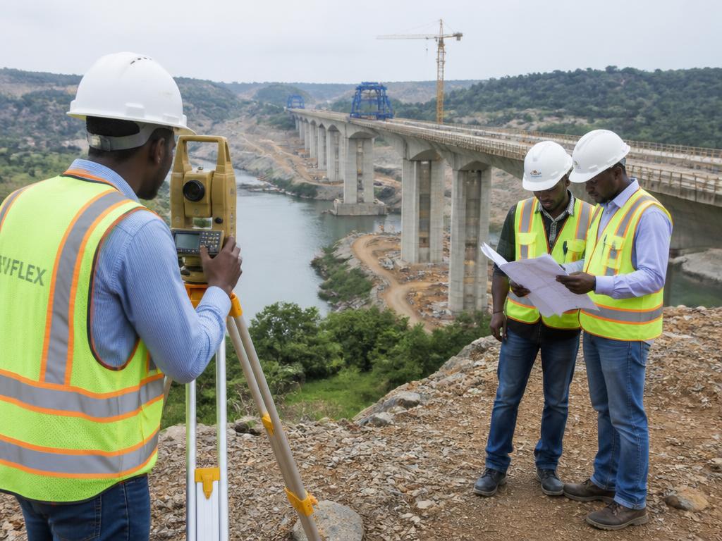 Civil engineer surveying site levels