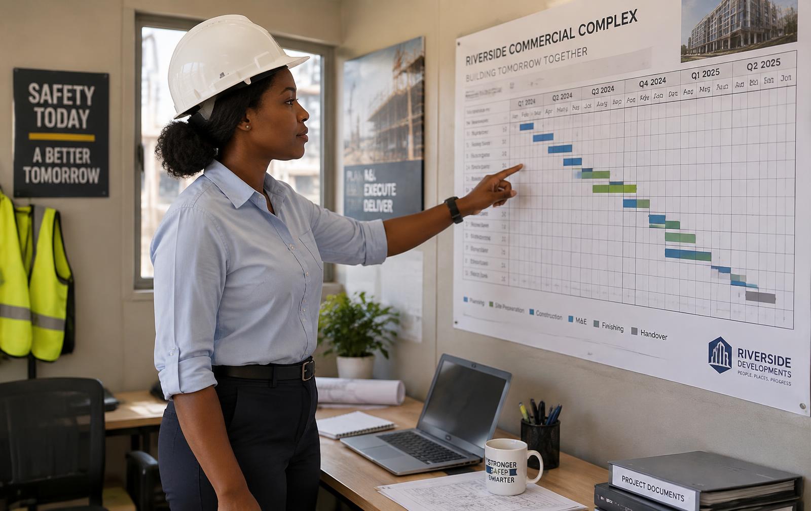 Project manager reviewing a construction schedule
